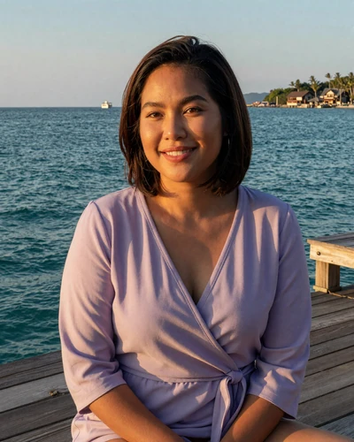 Kannika, 30, Thai woman from Phuket on wooden deck with ocean view seeking committed partner