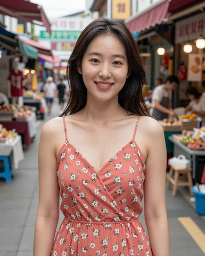 Eunseo, 26, Korean woman from Daegu at a colorful market seeking committed partner
